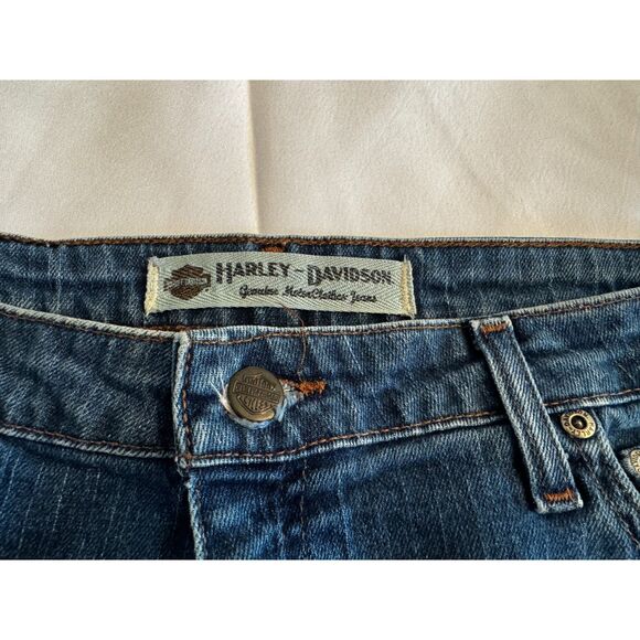 Harley Davidson distressed women's jeans size 10-12 raw edge hem - Picture 4 of 6